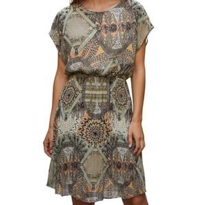 Sabine Boho Geometric Print Blouson Mini Dress Multicolor Women’s M